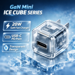 GAN Mini Ice Cube Series 20W GaN Fast Charger – Transparent Shell, Single USB-C PD Port